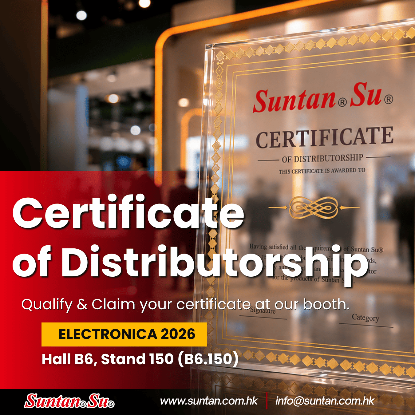 Certificado Oficial de Distribuidor Autorizado Suntan