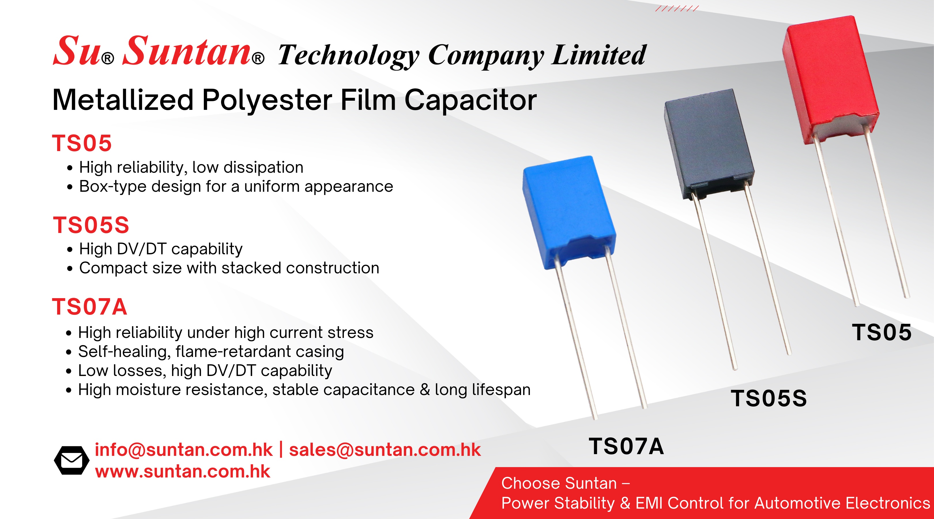 How Suntan Film Capacitors Enhance Automotive Power Stability & EMI Suppression?